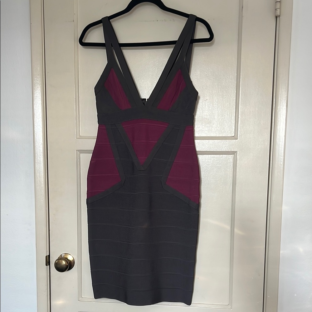 Herve Leger Gray & Purple bandage dress, size M